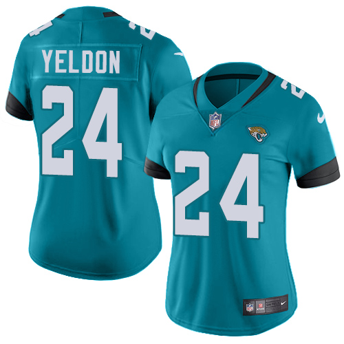 Nike Jaguars #24 T.J. Yeldon Teal Green Team Color Women's Stitched NFL Vapor Untouchable Limited Jersey